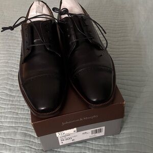 NEW Johnston & Murphy Black Full Grain Leather Men's Dress Shoes 9M